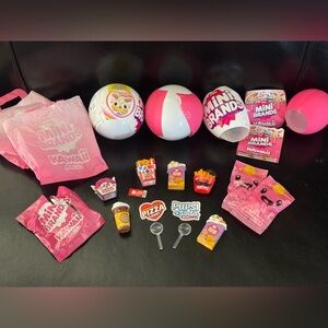 Set of 2 Mini Brands Kawaii opened capsules ball popcorn french fry coffee donut